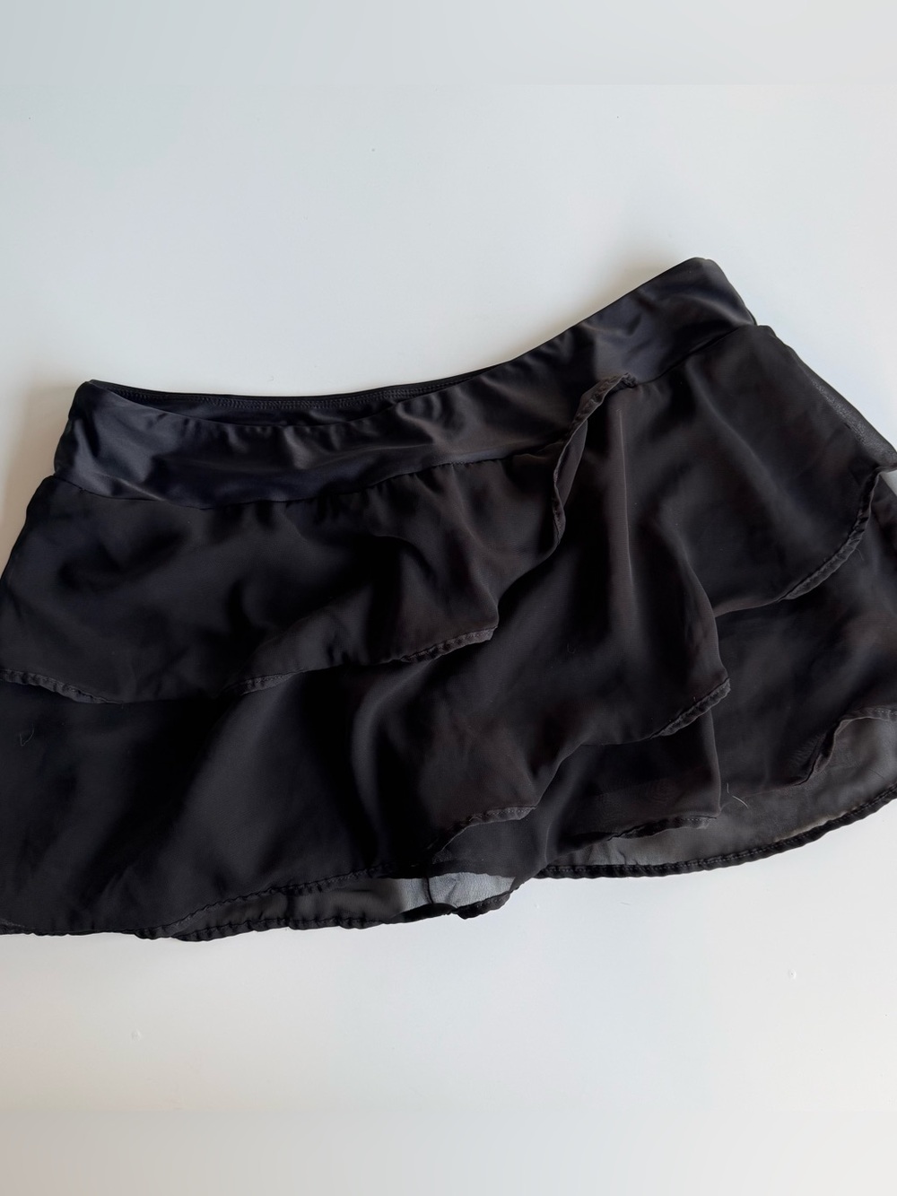Meet Curve Black Ruffle Micro Mini Swim Skirt Skort XL Y2K Balletcore